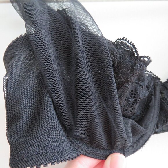 VINTAGE VICTORIA'S SECRET GOLD LABEL Black Lace Mesh Tulle Strap Bra 36C - Picture 12 of 13